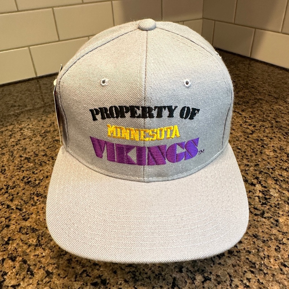 Vtg 90s Minnesota Vikings New Era Pro Model Snapback Hat Gray NFL Deadstock
